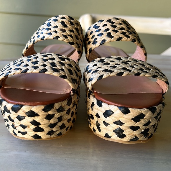 Robert Clergerie Rafia Double Band Platform Slides - Picture 10 of 13
